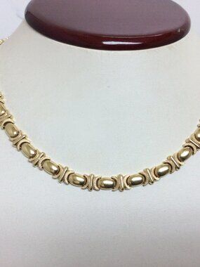 Lady's 14k Yellow REAL Solid Gold XO Hearts& Kisses Necklace 16''  30.90gr